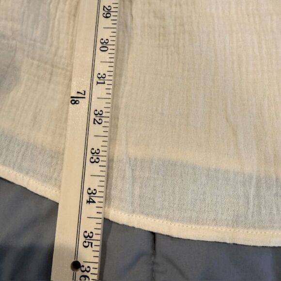 NWT R.Vivimos Tunic Dress Linen Buttons Long Sleeve Mini Ecru Beige Size Medium - Picture 9 of 10